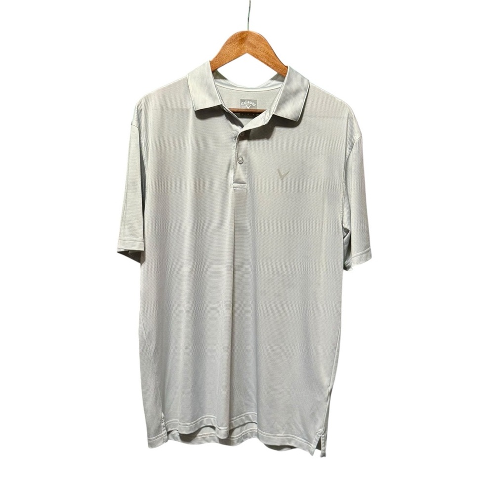 Callaway Men’s Short Sleeve Collar Golf Athletic Polo Gray Striped Shirt